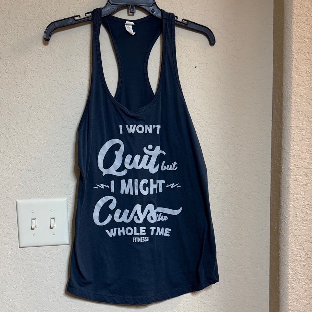 Fitness Tee Co Blue Graphic Racerback Tank Top Size XL
